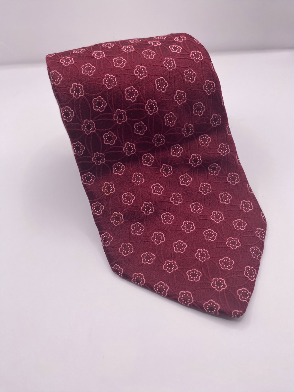 Ike Behar Men's Burgundy Floral Silk Tie